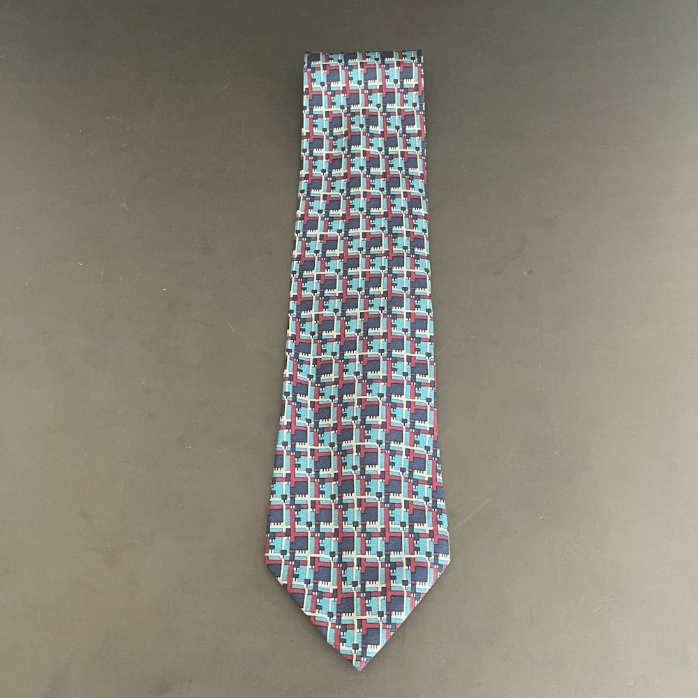 VTG Christian Dior La Chemise Blue Geometric Tie